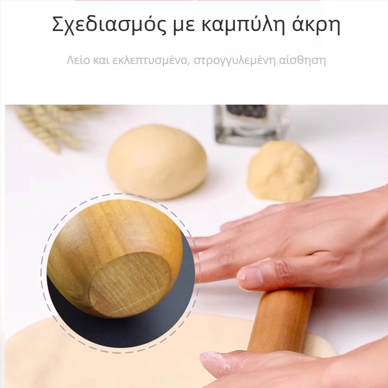 Ξύλινος πλάστης για ζύμη με μακρύ και παχύτερο σώμα, μεγάλος πλάστης για νουντλέ, οικιακή και επαγγελματική χρήση