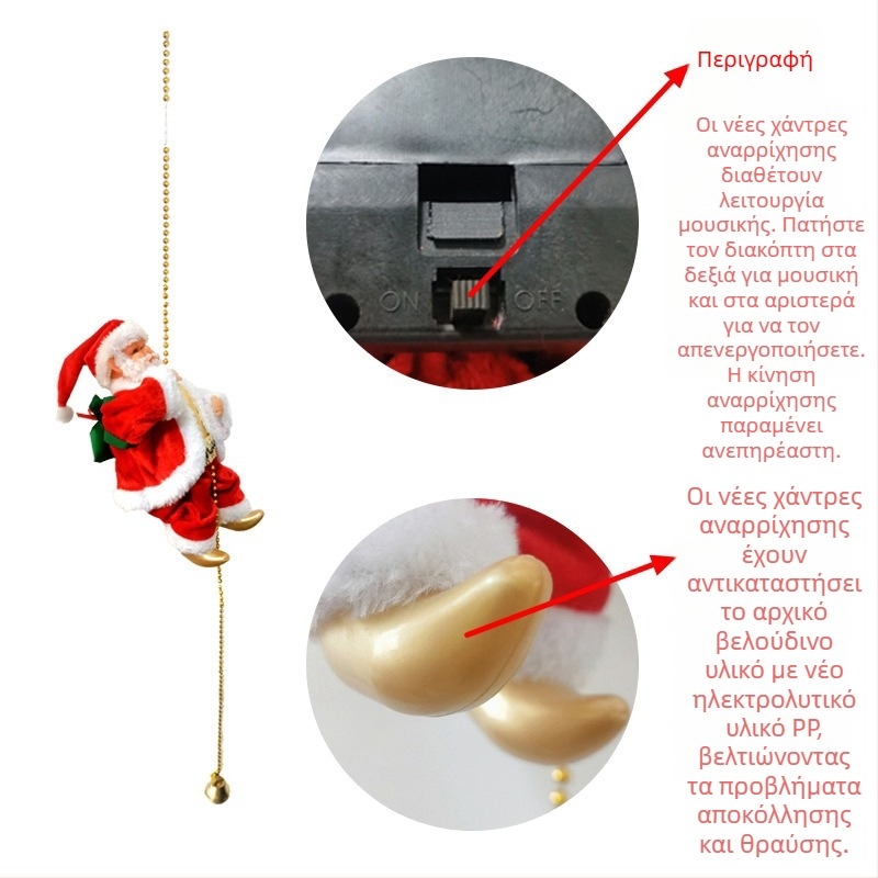 Ηλεκτρικός Άγιος Βασίλης που σκαρφαλώνει, διακόσμηση βιτρίνας για τα Χριστούγεννα, παιχνίδι για οικιακή χρήση