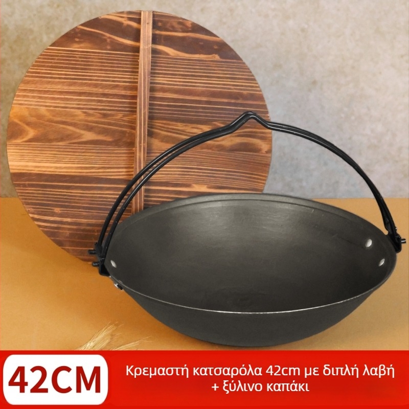 Κλασική κατσαρόλα από χυτό σίδηρο με κρεμάμενο σχεδιασμό για ζεστά γεύματα