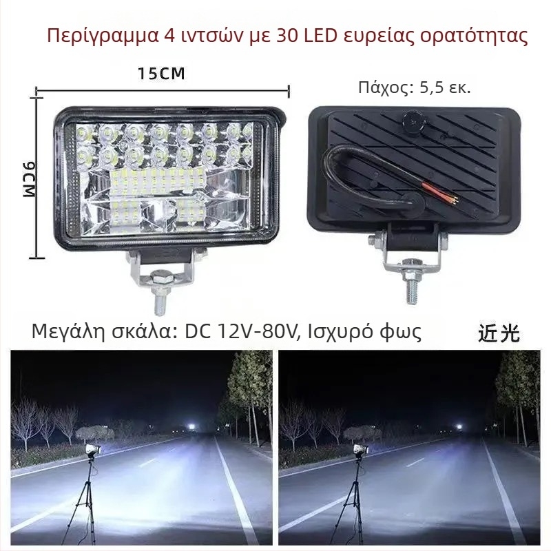 LED προβολέας από αλουμινένιο περίβλημα για οχήματα – καθολική συμβατότητα 12-80V, κατάλληλος για αυτοκίνητα, φορτηγά, εκσκαφείς, γεωργικά οχήματα και ανυψωτικά μηχανήματα