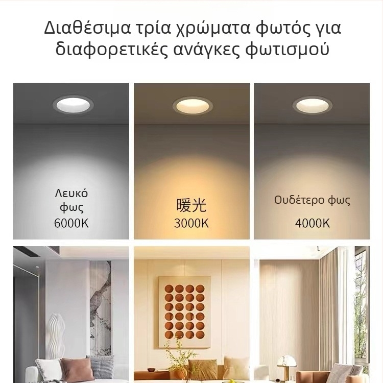 Ενσωματωμένο LED downlight οροφής σαλονιού, σχέδιο cat-eye, τρεις χρώσεις, μοντέρνο μινιμαλιστικό στυλ, 5W