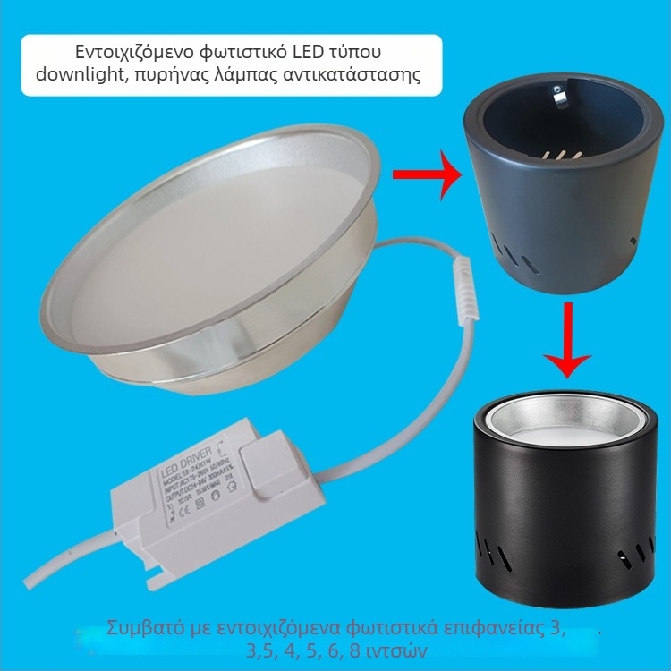 LED πηγή αντικατάστασης φωτισμού για εντοιχισμένα φωτιστικά οροφής 4–6 ίντσες