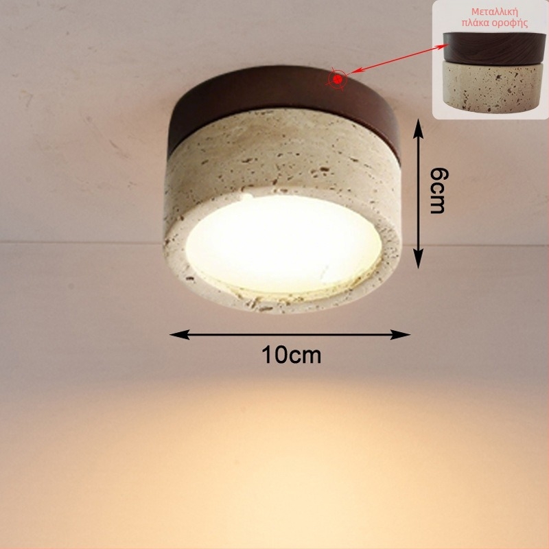 Νέο ultra-λεπτό επιφανειακό downlight σε στυλ Wabi-Sabi για ρετρό υπνοδωμάτιο και σαλόνι, φινίρισμα κίτρινο τραβερτίνης