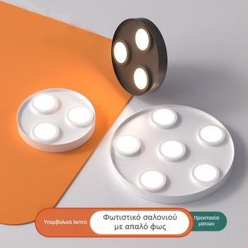 Υπερ-λεπτό LED κυκλικό οροφής downlight, αντιθαμπό, με τρεις κεφαλές, μοντέρνος μινιμαλιστικός σχεδιασμός, επιφανειακή εγκατάσταση, κατάλληλο για υπνοδωμάτιο και σαλονι, χωρίς κεντρικό φως