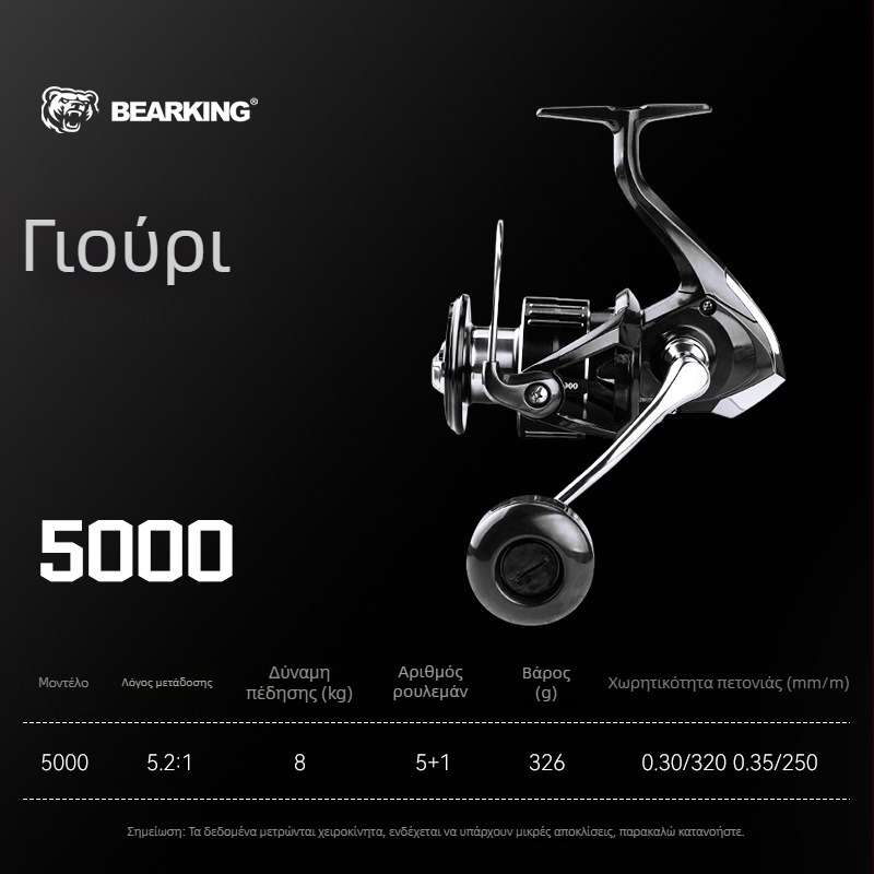 BearKing Yuri ανθρακονήματος διπλής λαβής σπίνερ ρολό για δολώματα, αρχάριος, μικρό μέγεθος, παγκόσμια χρήση