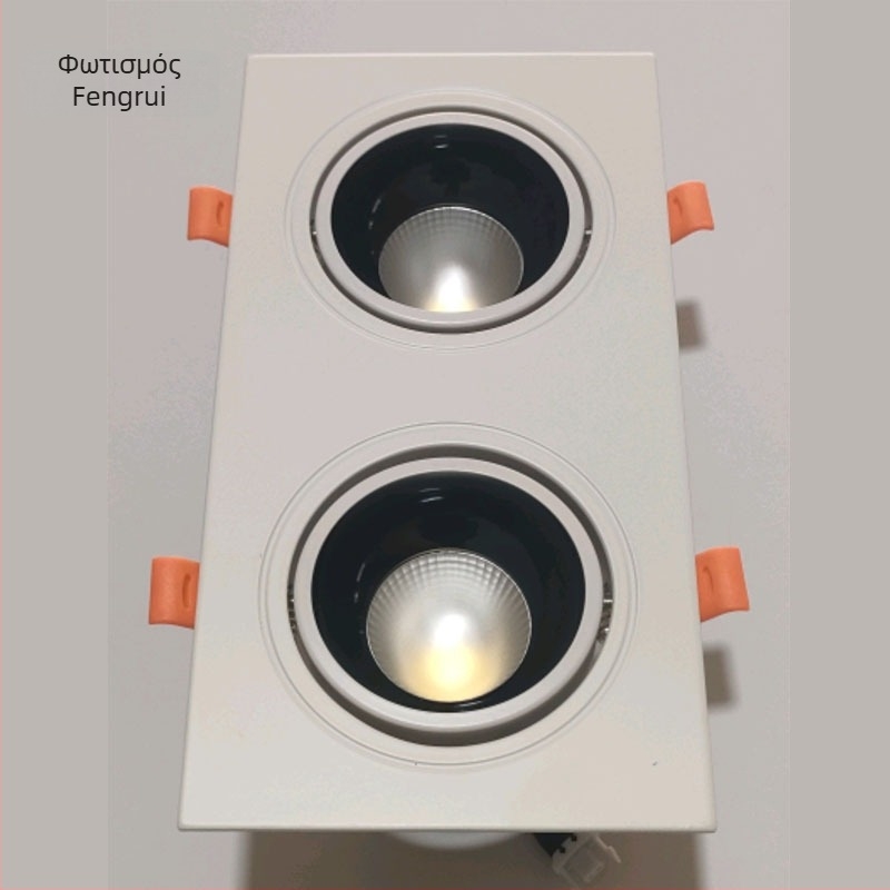 COB τετράγωνο φωτιστικό προβολέα με σχάρα, LED downlight οροφής με μία, δύο ή τρεις κεφαλές για εμπορικά κέντρα, αίθουσες έκθεσης και σαλόνια
