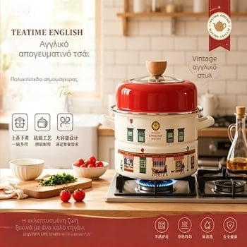 Κατσαρόλα σμάλτο με δύο λαβές, παχιά βάση, κατάλληλη για επαγωγή και φούρνο αερίου