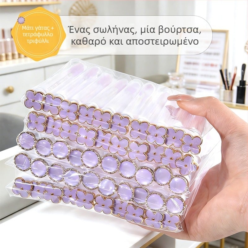 Βούρτσα βλεφαρίδων με σχέδιο ματιού γάτας και τετράφυλλο σχέδιο, διαφανές σωληνάριο, αντικαταστάσιμος συνδυασμός για βλεφαρίδες, σπειροειδής καλλυντική βούρτσα για επεκτάσεις βλεφαρίδων