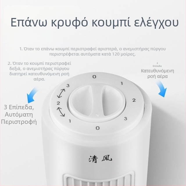 Ανεμιστήρας πυργίσκος χωρίς λεπίδες για οικιακή χρήση, ήσυχος και ενεργειακά αποδοτικός