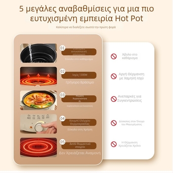 Αντικολλητικό ηλεκτρικό γουόκ και κατσαρόλα, όλα σε ένα, μεγάλη χωρητικότητα 4–5 λίτρα για ατμό, βρασμό και τηγάνισμα