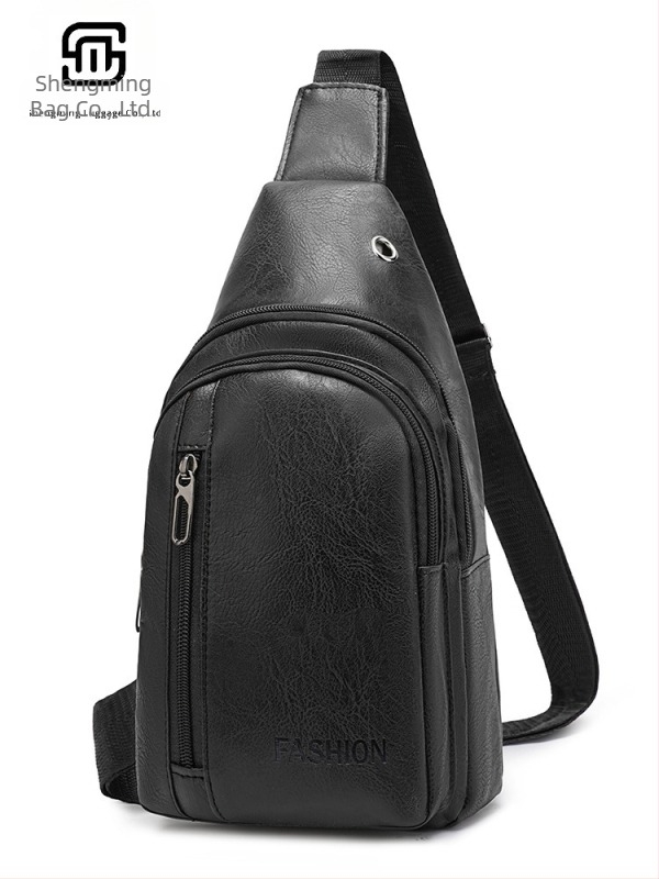 Ανδρική PU δερμάτινη τσάντα θώρακα, casual crossbody, απαλό τελείωμα, μόδα, μικρό πρακτικό σακίδιο