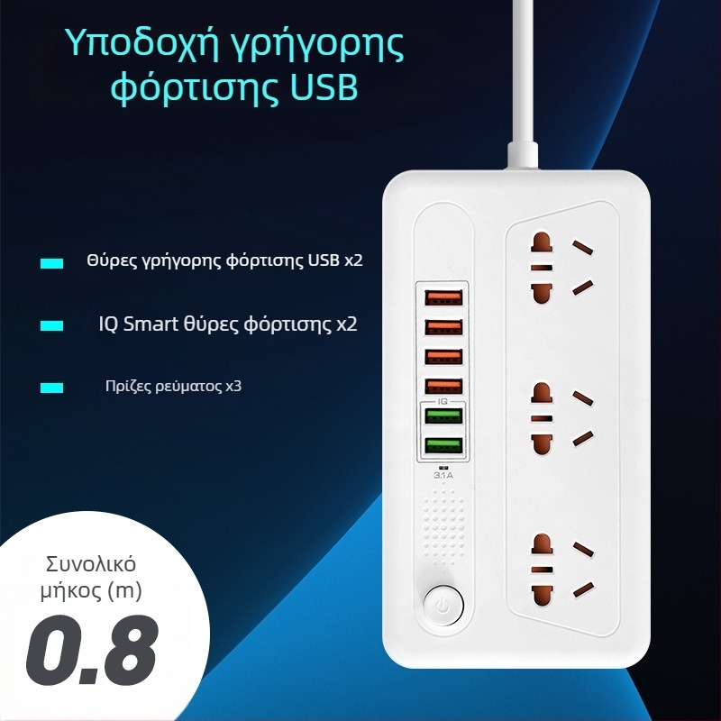 Πρίζα με ασύρματη φόρτιση, 5 θύρες και οργάνωση καλωδίων