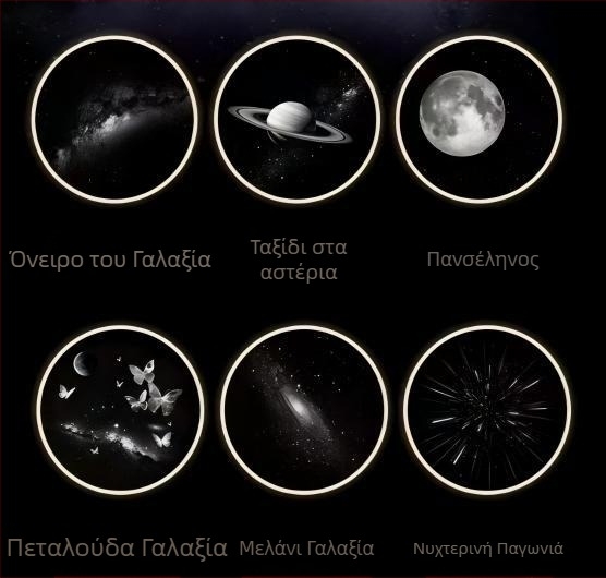 Λαμπτήρας Προβολής Ουρανού με Αλλαγή Φιλμ – Γαλαξίας, Αστρικό Νυχτερινό Ουρανό, Κρόνος – USB Νυχτερινό Φως