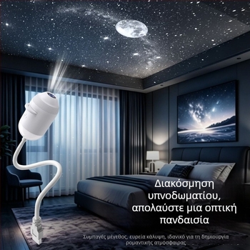 USB μικρός προβολέας αστερισμών, νυχτερινό φως για υπνοδωμάτιο και ατμόσφαιρα