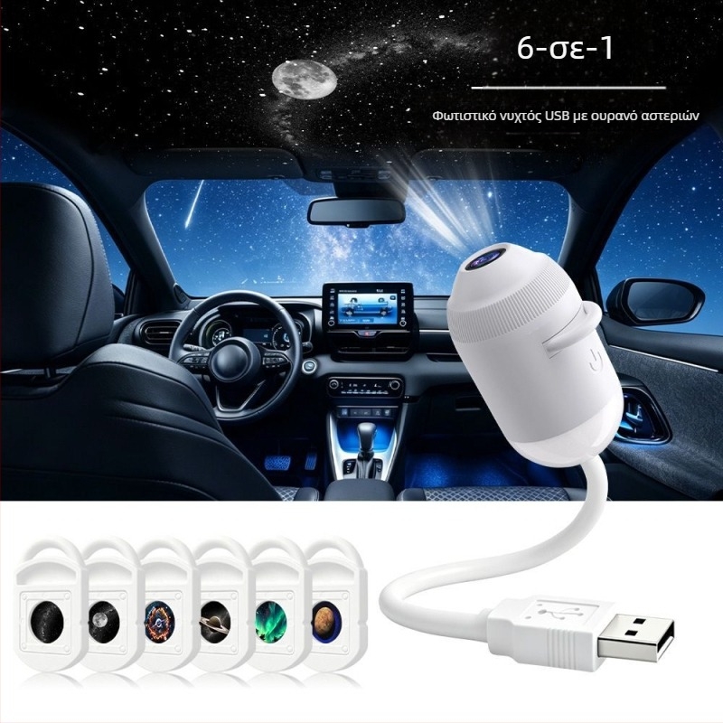 USB μικρός προβολέας αστερισμών, νυχτερινό φως για υπνοδωμάτιο και ατμόσφαιρα