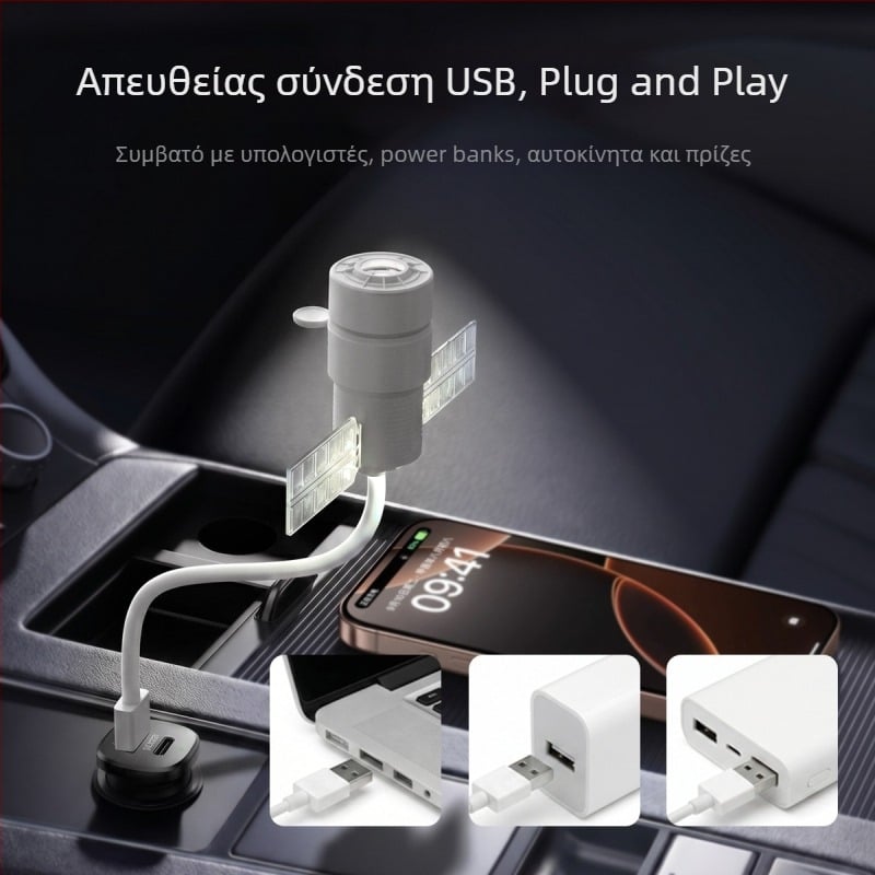 Φωτιστικό USB προβολέα για υπνοδωμάτιο, φωτιστικό κομοδίνου με προβολή αστροφεγγιάς και απαλό φως προστασίας ματιών