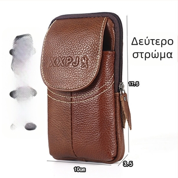 Ανδρική ζώνη από γνήσιο δέρμα για κινητό, πολυλειτουργική, μοντέρνα, κορυφαίο στρώμα βοείου δέρματος, θήκη για κέρματα, κρεμαστή τσάντα