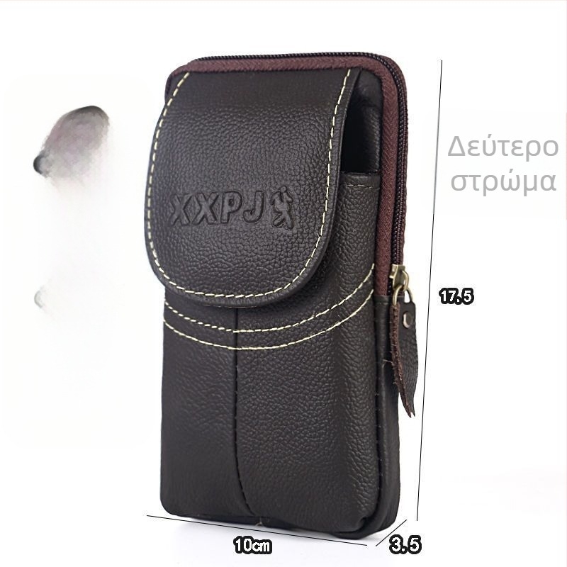 Ανδρική ζώνη από γνήσιο δέρμα για κινητό, πολυλειτουργική, μοντέρνα, κορυφαίο στρώμα βοείου δέρματος, θήκη για κέρματα, κρεμαστή τσάντα