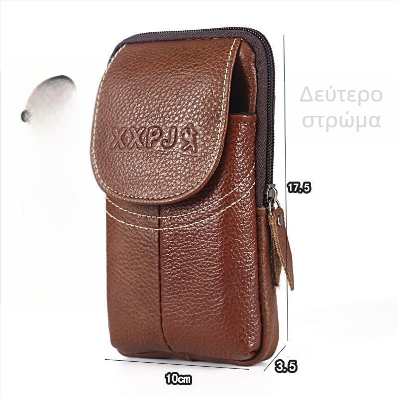 Ανδρική ζώνη από γνήσιο δέρμα για κινητό, πολυλειτουργική, μοντέρνα, κορυφαίο στρώμα βοείου δέρματος, θήκη για κέρματα, κρεμαστή τσάντα