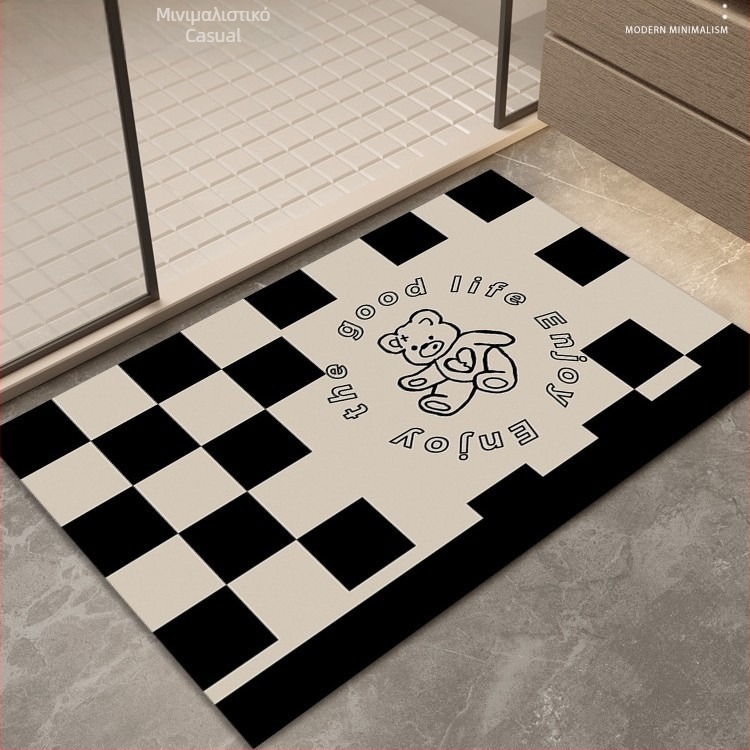 Κυκλικό απορροφητικό χαλάκι μπάνιου από διοταμίτη, αντιολισθητικό χαλάκι δαπέδου για μπάνιο, τουαλέτα και είσοδο