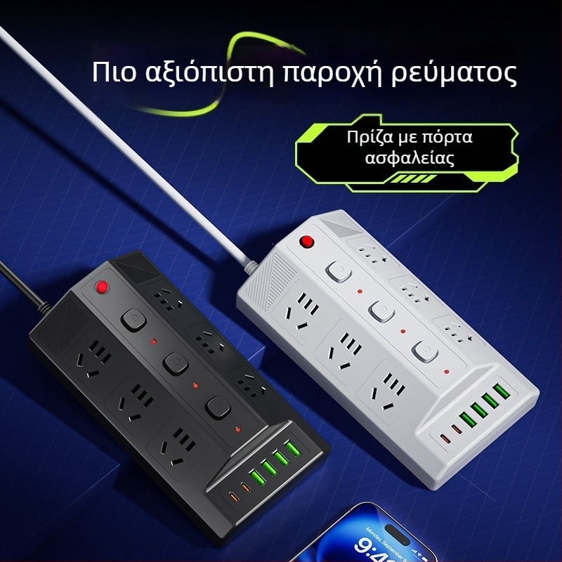 Πολυπρίζα USB με 4 θύρες USB και 2 θύρες Type-C, επιτραπέζια επέκταση για οικιακή/γραφεία χρήση