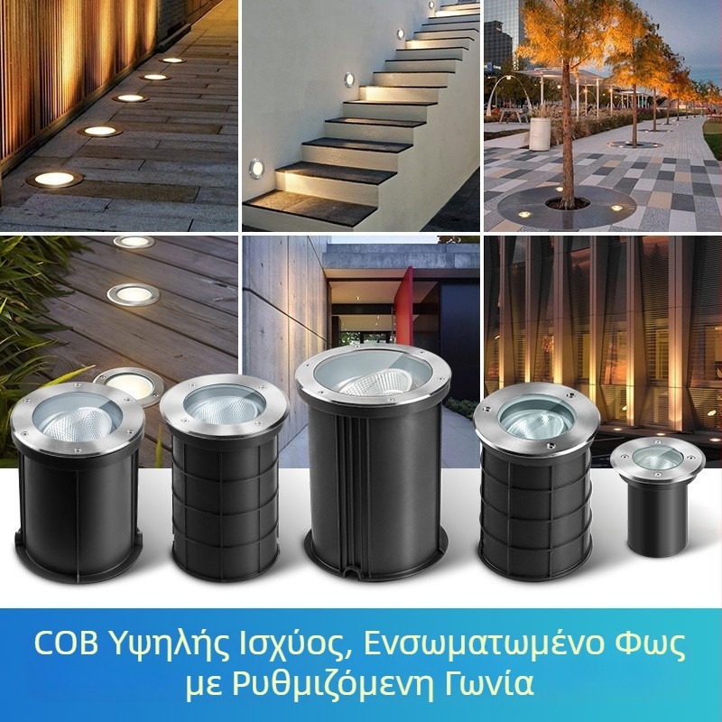 LED υπόγειο φως με ρυθμιζόμενο γωνία για γκαζόν και φυτά, εξωτερικό αδιάβροχο ενσωματωμένο φωτιστικό για τοίχους και δέντρα, τετράγωνη κατασκευή, 3000K ζεστό λευκό, IP65