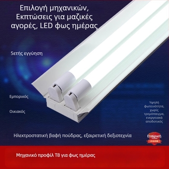 Βάση για σωλήνα φθορισμού T8, ένα ή δύο βραχίονες, με ή χωρίς κάλυμμα, LED T8 σωλήνας με διπλό άκρο, μήκος 1,2 μ, κενή βάση