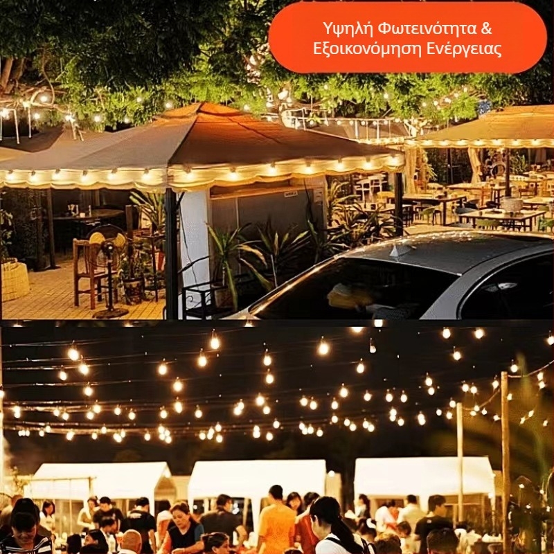 LED φανάρια σε σειρά με λαμπτήρα S14, κρεμαστό εξωτερικό, αδιάβροχο, με βάση E27, για κάμπινγκ και αυλή
