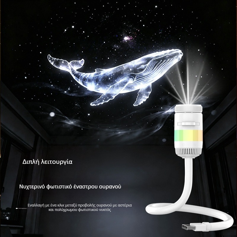2026 USB Λάμπα Αστέρια με Προβολή, Ατμοσφαιρικό Φωτιστικό Νυχτερινών για Παιδιά, Προβολέας για Αυτοκίνητο με Σελήνη