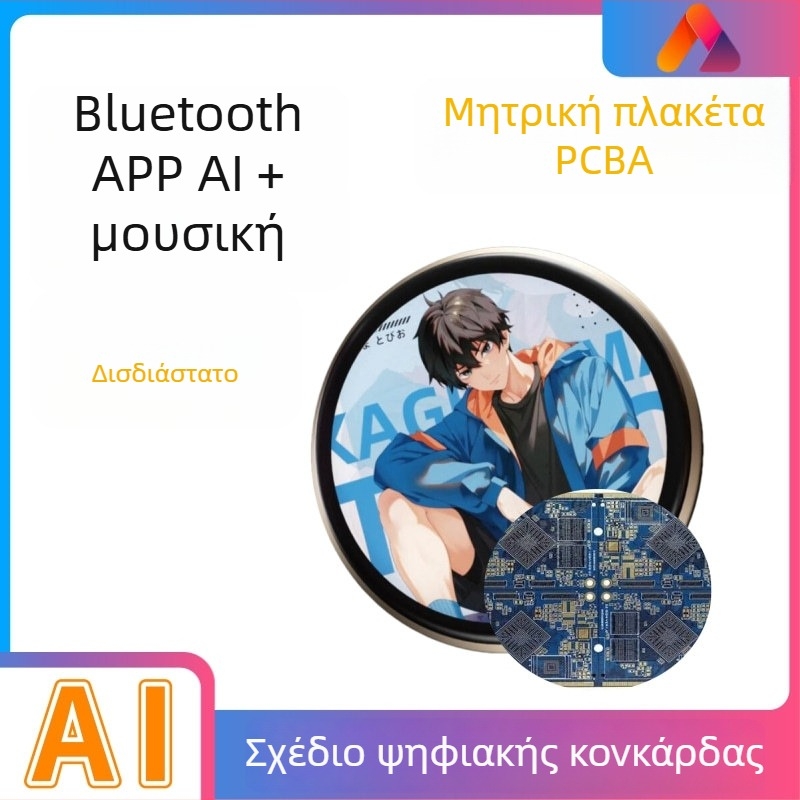 AI ηλεκτρονική ετικέτα με οθόνη, Bluetooth και Wi-Fi, 2D μεταλλικό διακριτικό ηλεκτρονικό PCBA, έλεγχος κυκλωμάτων υλικού και λογισμικού