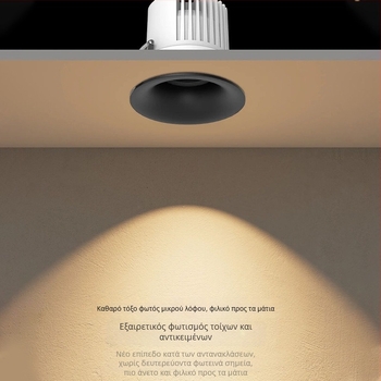 LED ενσωματωμένος προβολέας για ξενοδοχεία, εμπορική και οικιακή χρήση, αντιθάμπωμα φωτισμός φόντου τοίχου, αλουμινένιο σώμα, 9W, 3000-6000K