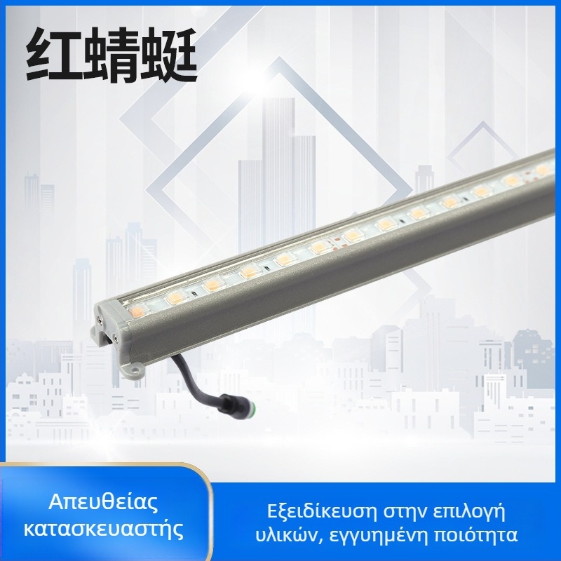 Εξωτερικό αλουμινένιο LED λωρίδα φωτισμού, IP65, 24V DC, υψηλής φωτεινότητας λευκό και κεχριμπαρένιο φως, για περιγράμματα κτιρίων και προσόψεων εισόδων