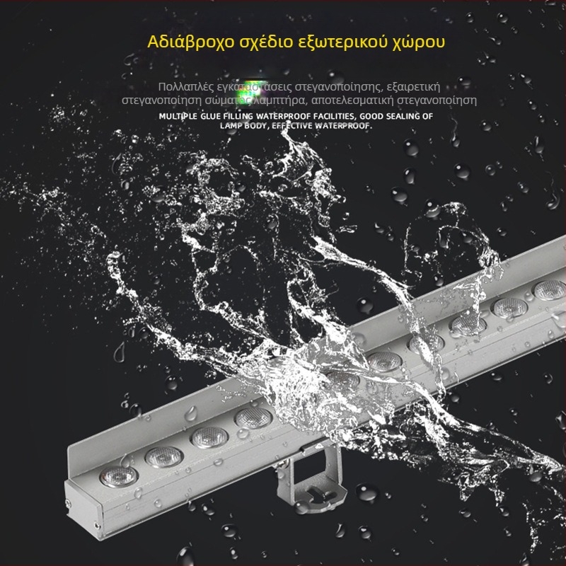 LED γραμμικός φωτισμός τοίχου εξωτερικός, με στρογγυρή οπή και διαφράγμα, αρχιτεκτονικός φωτισμός RGB περιγράμματος