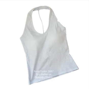 2687 Camisole halter με ενσωματωμένες επενδύσεις στήθους, αισθητικό σχέδιο στην πλάτη, άνετο και ευέλικτο ως βασικό κορμάκι