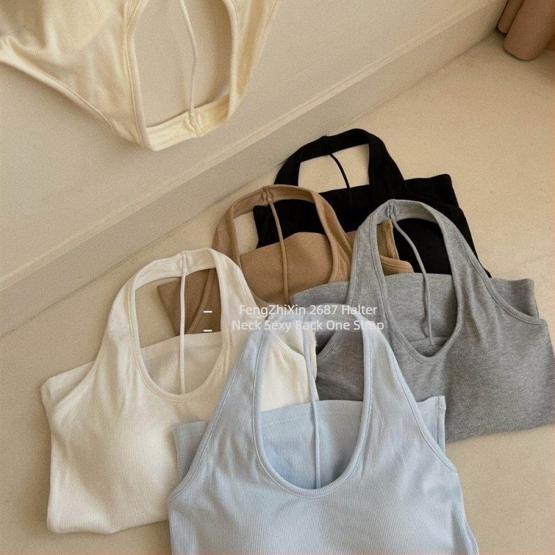 2687 Camisole halter με ενσωματωμένες επενδύσεις στήθους, αισθητικό σχέδιο στην πλάτη, άνετο και ευέλικτο ως βασικό κορμάκι