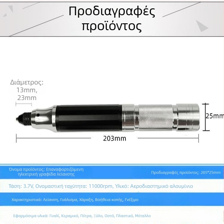 Μίνι ηλεκτρικό χέρι-τρυπάνι, επαναφορτιζόμενος μικρός τροχός, στυλό χαρακτικής για γλυπτική νεφρίτη, γυάλισμα και άλεση