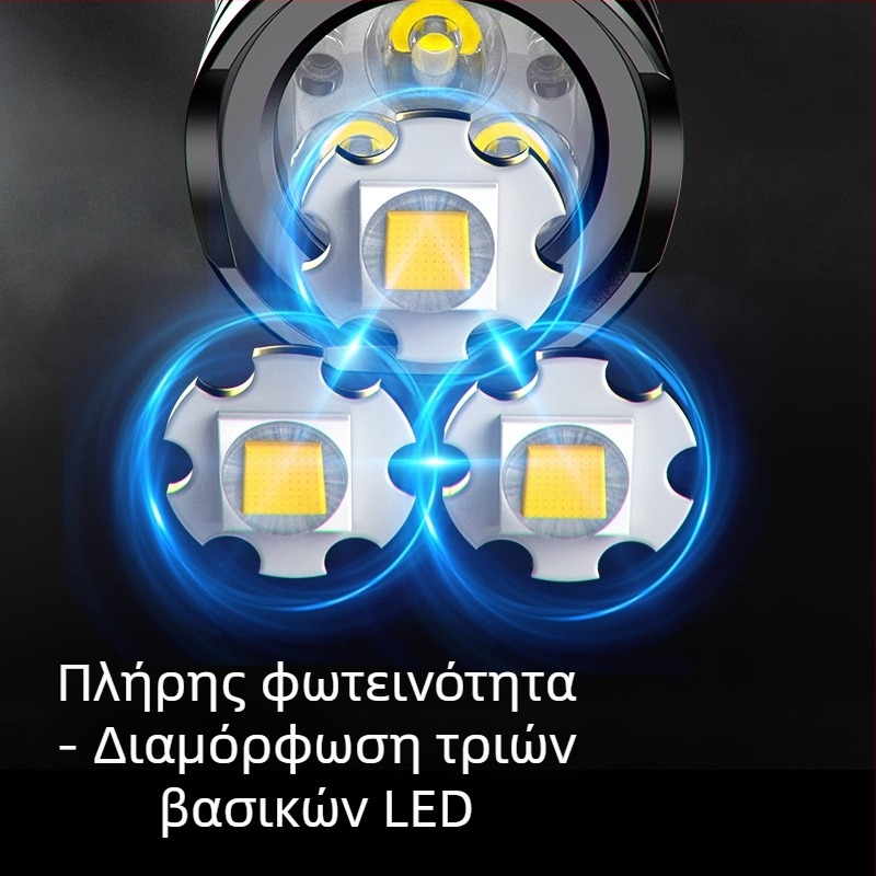 Φακός LED υψηλής ισχύος με μακρύ χρόνο ζωής μπαταρίας, εξωτερικό φως έκτακτης ανάγκης, λέιζερ φακός και COB φωτιστικό εργασίας