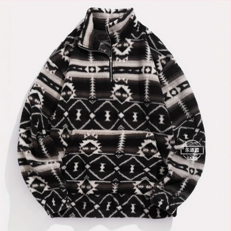 Y2K modna ženska aztečka etnička majica s ultra-finim flisom i trodimenzionalnim dizajnom u etničkom stilu