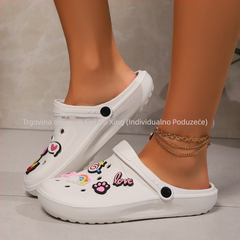 Klompe Eva u japanskom stilu za žene, ljetne parove, neklizajuće, slatke crtane sandale za plažu s debelim potplatom za muškarce, moderne na Instagramu