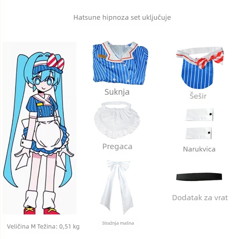 Zvučni hipnotizer cos odijelo hipnoza MV naglasak cosplay anime odjeća sluškinje puni set sa šeširom Miku