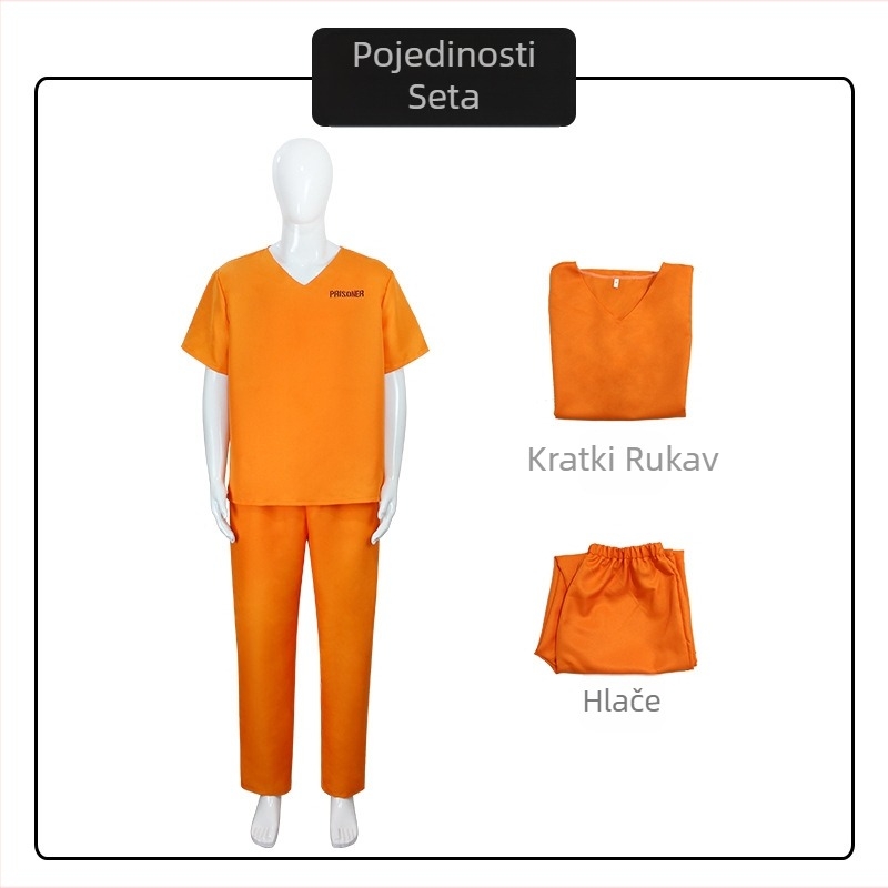 Noć vještica, narančasti zatvorski kostim za odrasle, zatvorska uniforma, zatvorska uniforma, kostim zatvorenika, igranje uloga, dječja zatvorska uniforma