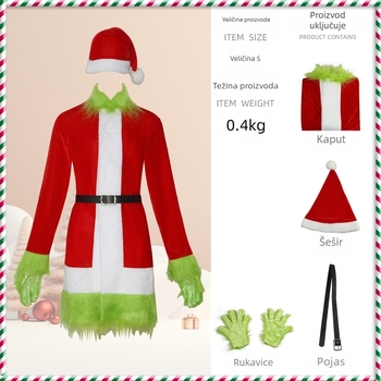 Božićna Cos haljina Božićna maskenbal Grinch Grinch cosplay haljina za scensku izvedbu