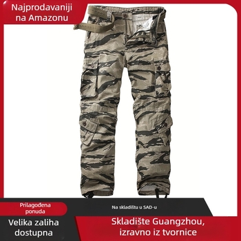 Dekonstrukcijske šavove, vojno zelene kamuflažne hlače s ždralom, muške, američkog stila, čiste hlače za šumu, 3357, valovita kamuflaža