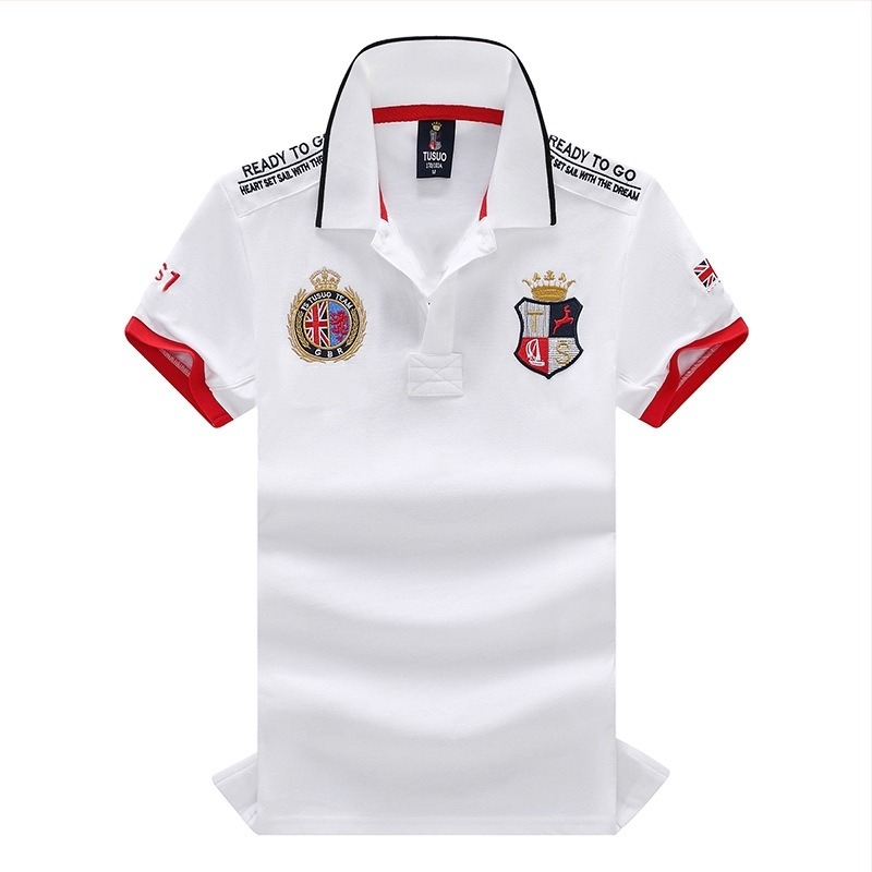 Muška polo majica kratkih rukava, bijela, britanska sportska, britanska, za slobodno vrijeme, prekogranična trgovina, plus size, bijeli vez