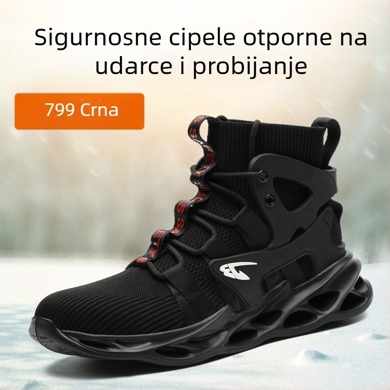 Modne zaštitne cipele Cross-Border za muškarce, udobne prozračne leteće pletene zaštitne cipele, planinarske, otporne na habanje, zaštitne cipele s čeličnim vrhom za rad
