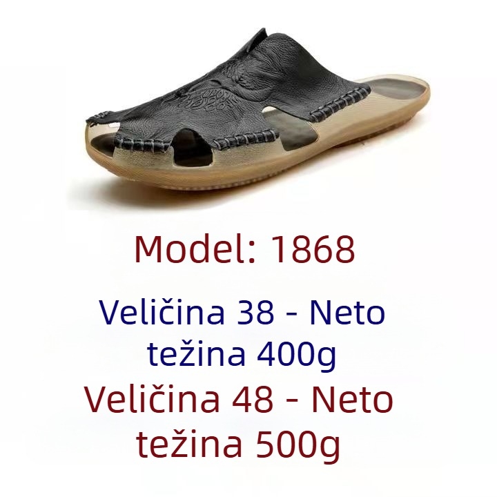 2023 Nove ljetne muške papuče od prave kravlje kože, ležerne prekogranične vanjske trgovine, velike sandale, muške ravne cipele za plažu