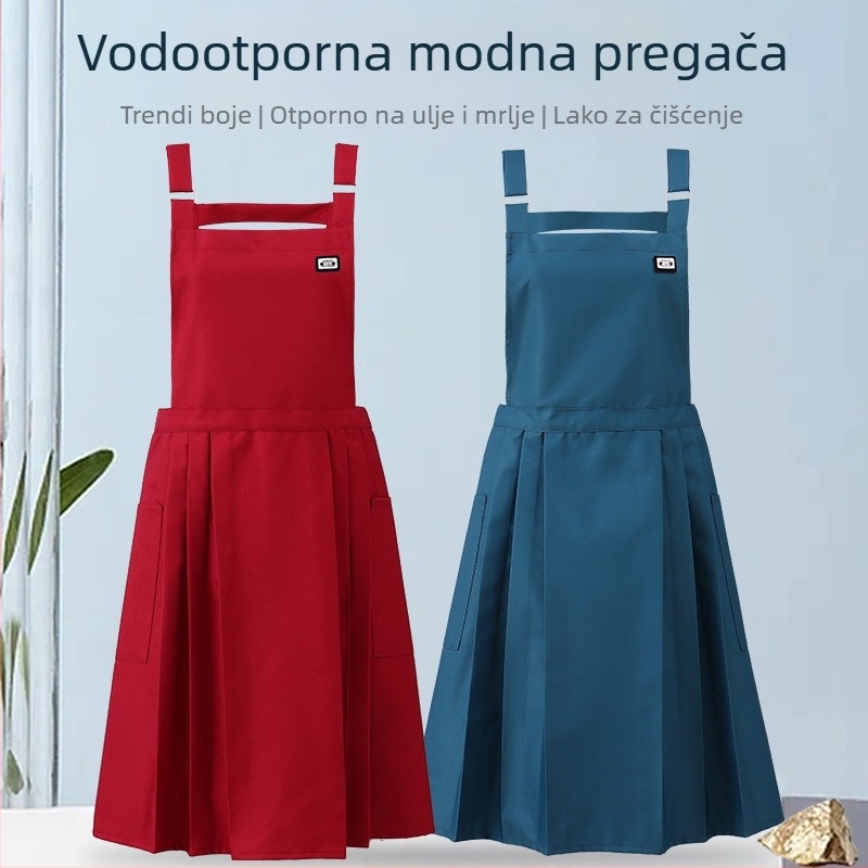 Guofeng vodootporna i uljeotporna pregača za žene visokog kvaliteta, struk, ženska plisirana suknja, kuhinjski struk, logotip, radna odjeća veleprodaja