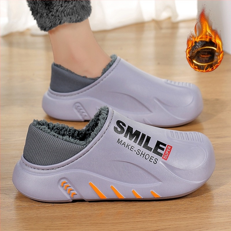 Jesenske i zimske muške cipele 2023., ležerne modne papuče s flis podstavom, gornja odjeća, zatvoreni prsti, pamučne cipele, kućne krznene cipele