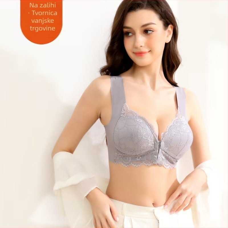 Prekogranična europska i američka vanjska trgovina Čipka sprijeda Otvaranje Kopča plus veličina Grudnjak bez čeličnih prstenova Donje rublje Velika prsa Mala Udobna Prozračna Žene