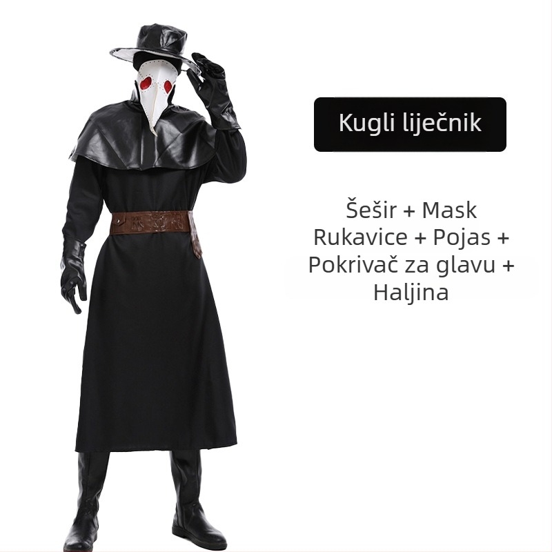 Halloween Crow odijelo s dugim ustima, srednjovjekovni steampunk stil, Ant Man, europsko i američko odijelo za kugu, ptičja usta, doktora